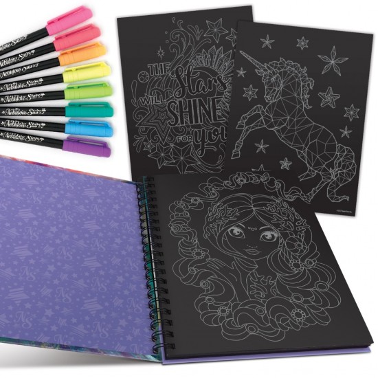 TAROS NEBULOUS STARS  BLACK PAGES COLORİNG BOOK (NEON PENS)